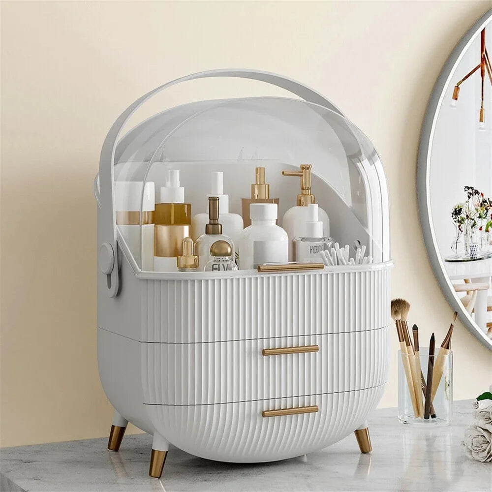 Make-up-Organizer Bad Großes Kosmetik-Schminkkoffer-Box 2 Schubladen Hautpflege-Aufbewahrung Zuhause Hautpflege Make-up-Aufbewahrungsschublade