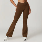 Crossover Flare Yoga Leggings für Damen High Waist V Cross Schlaghose Bauchkontrolle Yogahose Weites Bein Fitness Leggings