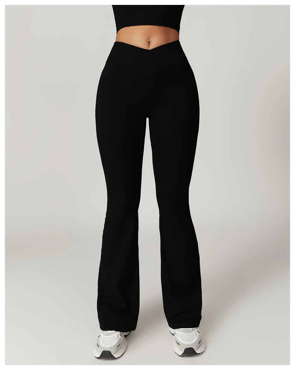 Crossover Flare Yoga Leggings für Damen High Waist V Cross Schlaghose Bauchkontrolle Yogahose Weites Bein Fitness Leggings
