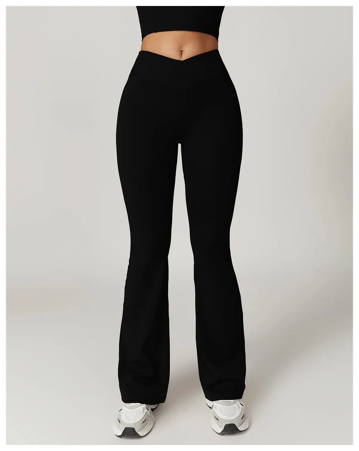 Crossover Flare Yoga Leggings für Damen High Waist V Cross Schlaghose Bauchkontrolle Yogahose Weites Bein Fitness Leggings