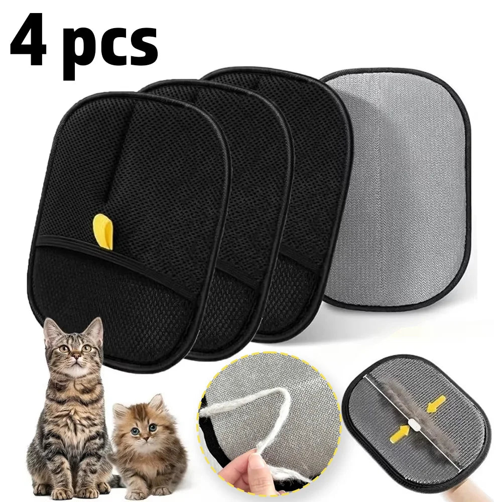 Tierhaarentfernungs-Reinigungshandschuhe, doppelseitiger Pflegehandschuh für Haustiere, wiederverwendbares Werkzeug für Sofa, Teppiche, Katzen- und Hundehaarentfernungswerkzeuge, 1–4 Stück Hauptbild