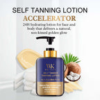 WK JALY Self Tanner Body Lotion, Fair To Medium Skin Tone, Sunless Tanning Moisturizer With Coconut Oil, Carrot Oil, Shea Butter