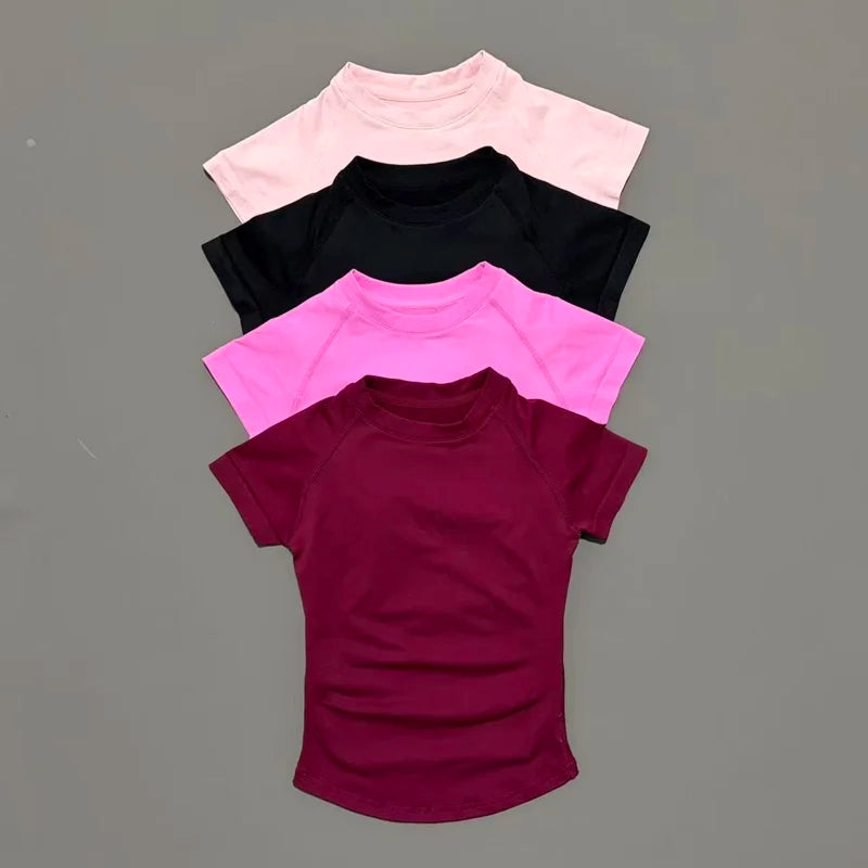 Sport Short Sleeve Top Women Running Sports T Shirt Summer Short Sleeve Round Neck Breathable Gym Vest Yoga Fitness Top Main image