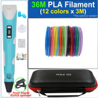Kinder 3D-Stift 3D-Zeichnung Druckstift mit LCD-Bildschirm Netzteil 200M PLA Filament Spielzeug Kinder Weihnachten Geburtstag DIY Geschenk