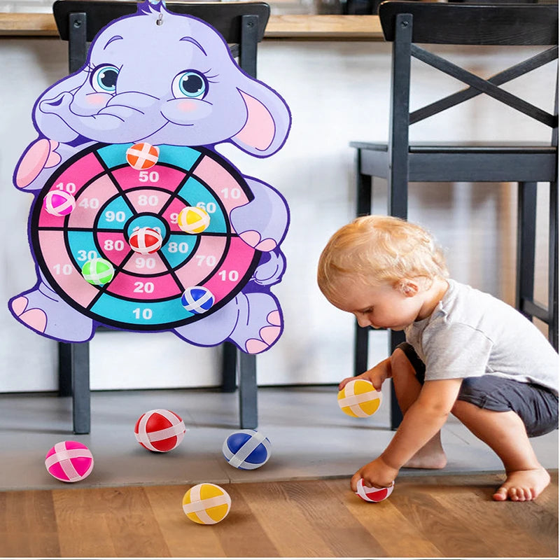 Tiere Dartscheibe Spiele für Kinder Montessori Ziel-Sportspiele Spielzeug mit 2 klebrigen Bällen Lernspiele für Kinder Jungen Mädchen
