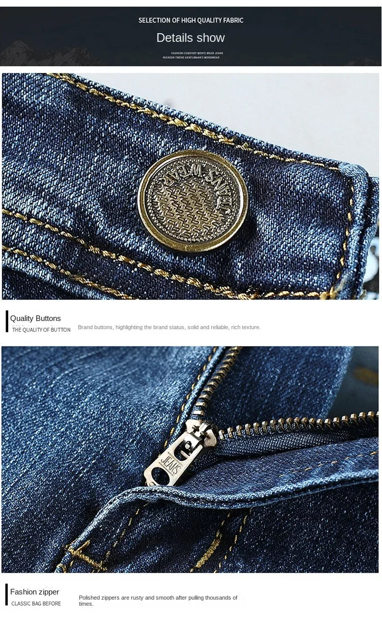 WTHINLEE Business Herren Jeans Casual Straight Stretch Mode Klassische Blaue Arbeits-Denim-Hosen Herren Markenbekleidung Größe 28-40