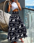 Mode Baumwolle Damen Blumenmuster Rock Seitliche Krawatte Strandröcke Sommer High Waist Wickel Blumen Langer Rock