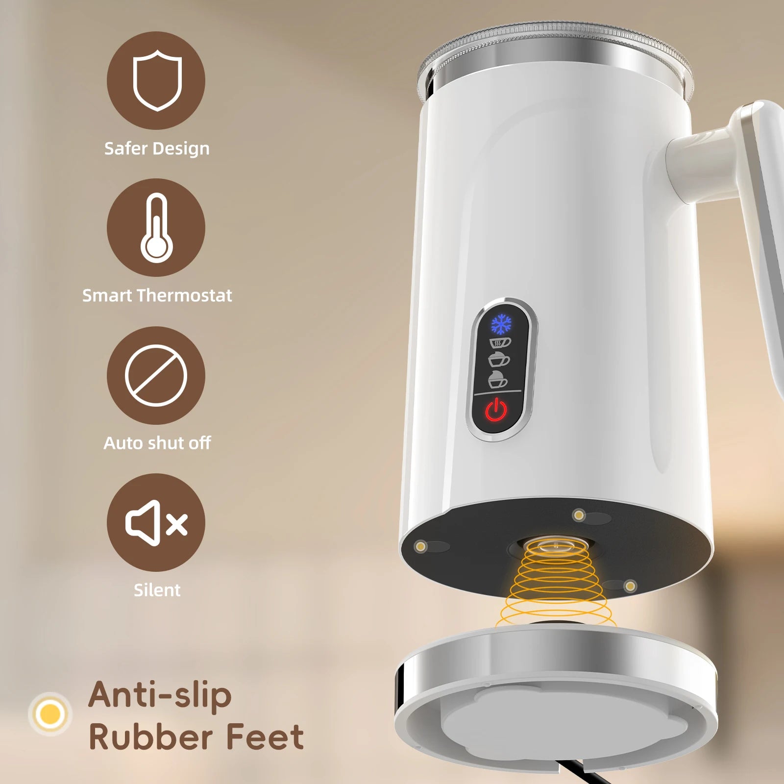 BioloMix 5-in-1 smarter Milchaufschäumer mit LED-Touch-Display, stilvoller Schaum für Kaffee & Lattes, Heiß- und Kaltschaumbereiter