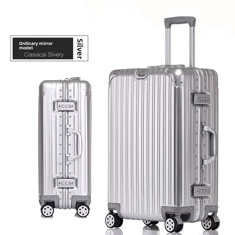 KLQDZMS Deutscher Koffer aus Aluminium-Magnesium-Legierung, 20 Zoll, Handgepäck, 28 Zoll, großes Fassungsvermögen, Reisekoffer aus Leder für Geschäftsreisen