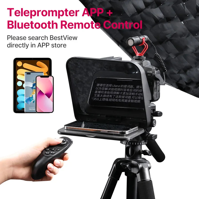 Ulanzi RT02 Universal-Teleprompter Prompter DSLR-Kamera Smartphone Tablet Laptop-Teleprompter Live-Streaming Videoaufnahme