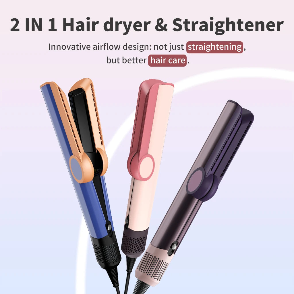 2-in-1 Hair Dryer and Flat Iron Dual Heat Negative Ion Hair Styler for Quick Drying and Straightening Travel Friendly Home Use Hauptbild