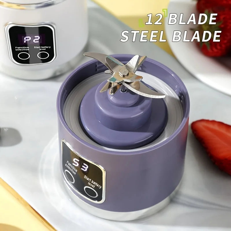 Tragbarer elektrischer Entsafter USB-Lade Mini-Akku-Entsafterflasche 450 ml Becher Obstmixer Handmixer für Zuhause, Reisen, Büro