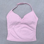 Verstellbares Sport-Neckholder-Oberteil Damen Rückenloses Gym-Top mit integriertem BH Yoga-Kleidung Ärmellose Shirts Workout-Outfits Tanktop