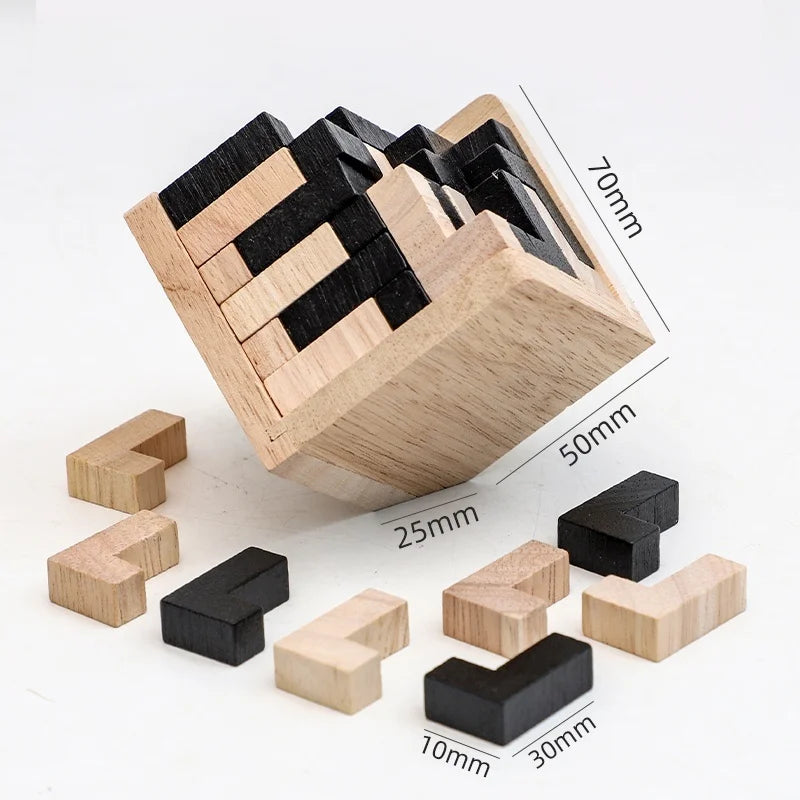 Kreatives 3D-Würfelpuzzle Luban Ineinandergreifendes Kreatives Pädagogisches Holzspielzeug Gehirn-IQ-Geist Frühlerngeschenke Für Kinder