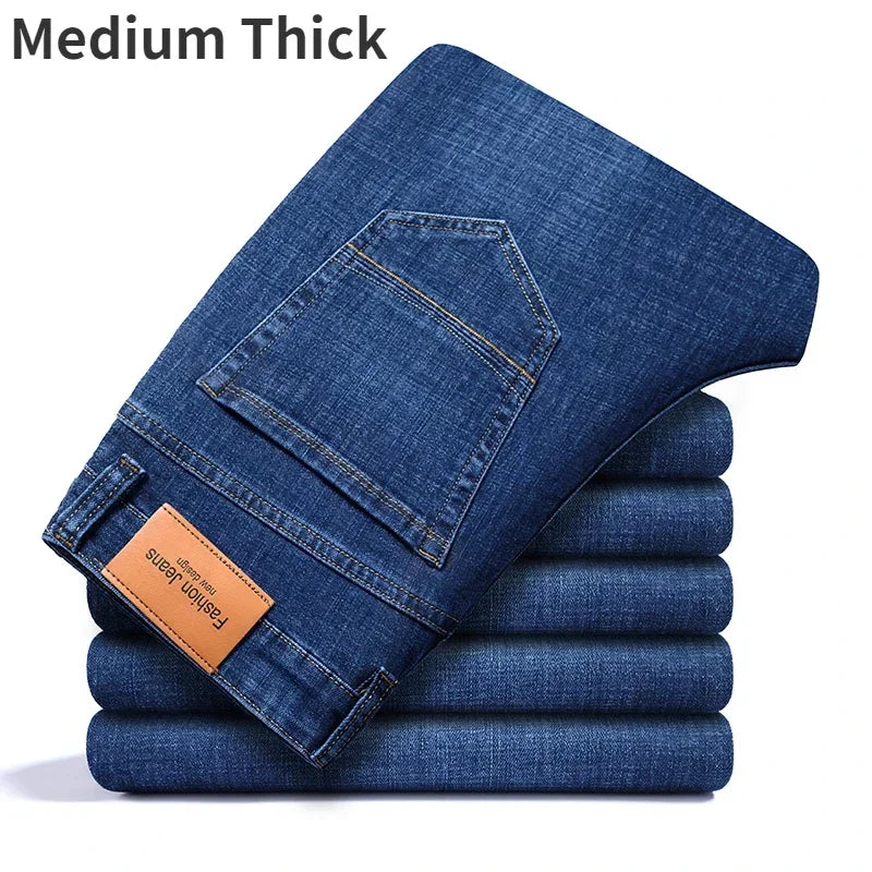 Herrenhose Büro Business Jeans Herren Klassische Blau Schwarz Baumwolle Stretch Straight Denim Hose Herren Marken Hosen