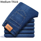 Herrenhose Büro Business Jeans Herren Klassische Blau Schwarz Baumwolle Stretch Straight Denim Hose Herren Marken Hosen