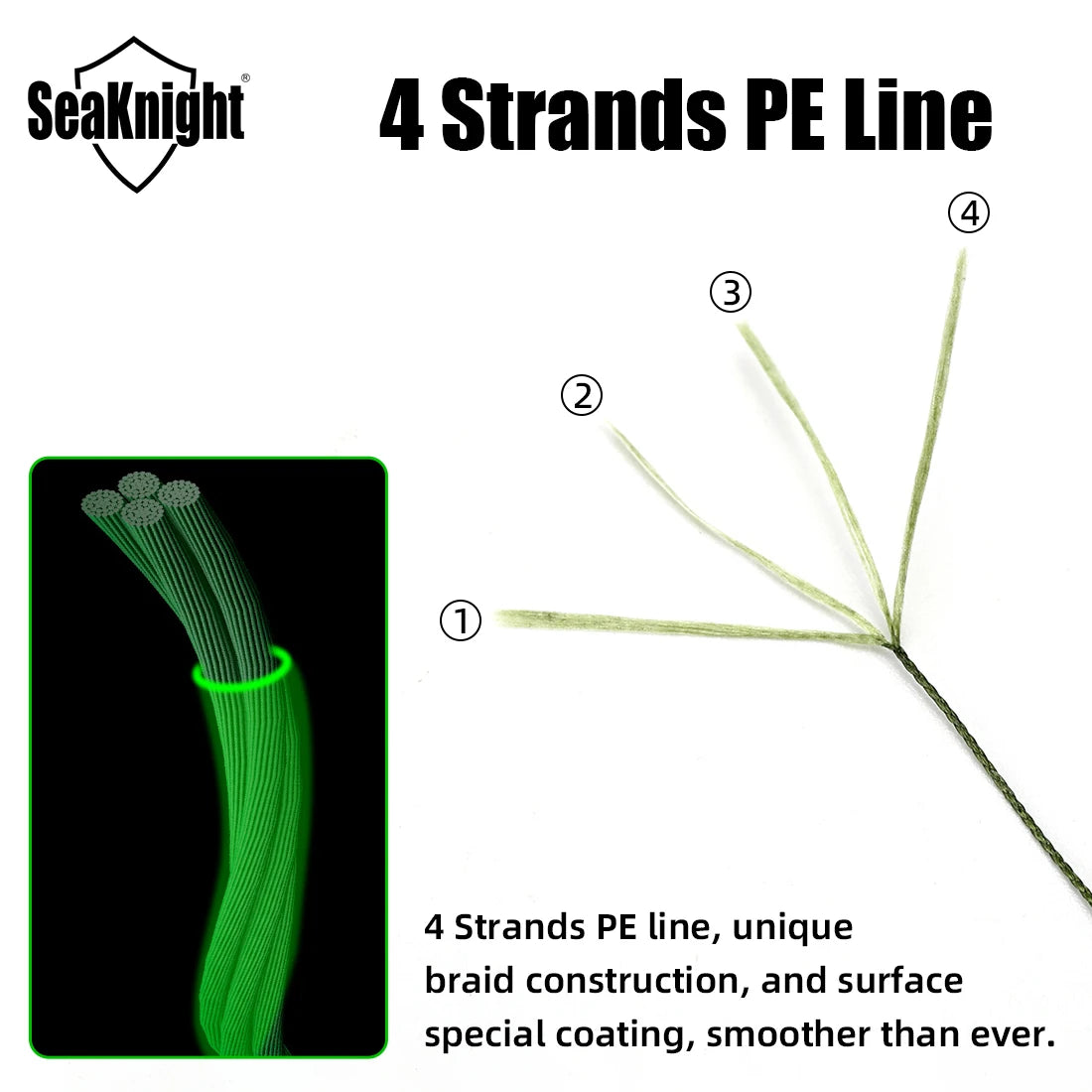 SeaKnight Brand 4-fach geflochtene Angelschnur 8-100LB Multifilament PE-Schnur 300M 500M 1000M Süßwasser Salzwasser Angeln Pesca