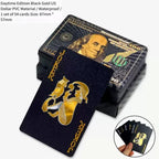 Brandneues 54-teiliges schwarz-goldenes Plastik-Spielkarten-Foliensatz Poker Magic Tool Party Tabletop Spiel