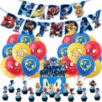 Sonic Geburtstagsparty Dekoration Spiel Igel Ballons Actionfigur Party Pappteller Handtuch Becher Tischdecke Spielzeug Kindergeschenke