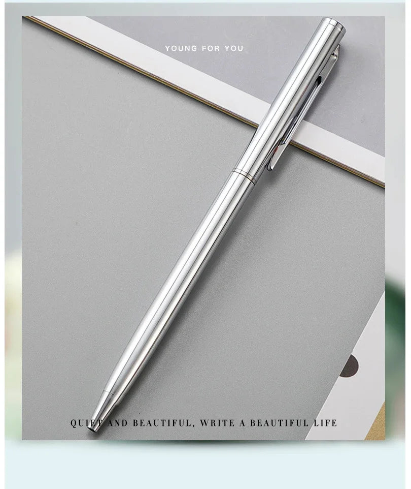 20-200 Stifte Neu Schlanke Metall-Kugelschreiber Roségold Benutzerdefiniertes Logo Werbung Schriftzug Gravierter Name Schul-Bürobedarf Geschenke