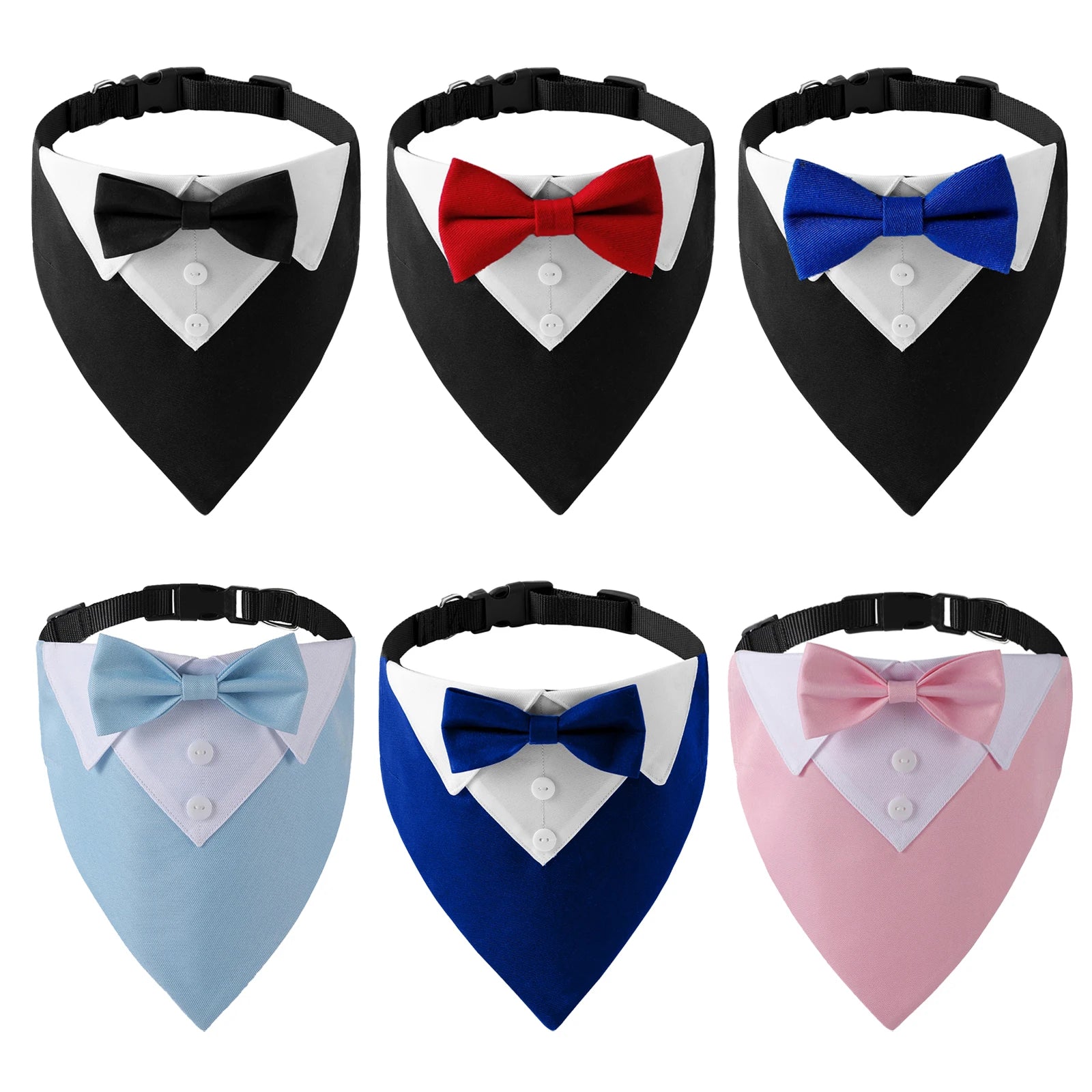 Sucado Bow Tie Dog Collar Tuxedo Bandana Adjustable Formal Puppy Triangle Neck Wear for Wedding Birthday Dress-up Cosplay Party Main image