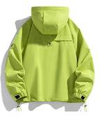 Windbreaker Herren Kapuzenjacke Reißverschluss Mantel Cargo Wasserdicht Schwarz Bomber Camping Loose Dünn Softshell Kapuzen-Wanderjacke