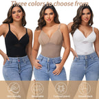 Cross Waist Tummy Control Body Shaping Bodysuit für Damen Ganzkörperkontrolle V-Ausschnitt Mesh Atmungsaktiver Slip Unterwäsche Po-Former