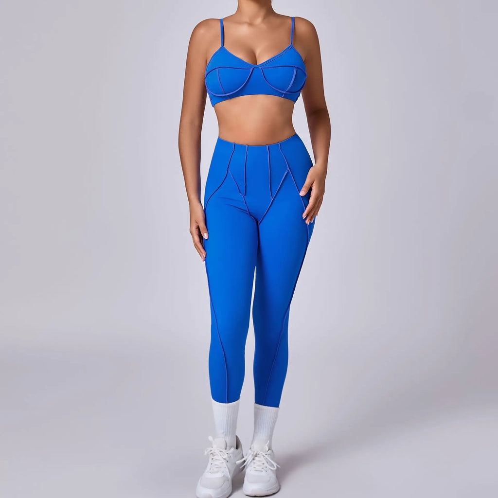 Nahtlose Yoga-Sets Sport-Fitness Hochbund-Hüfthebe-Formhose Rückenfreier BH-Anzug Workout-Gym-Leggings-Sets für Damen