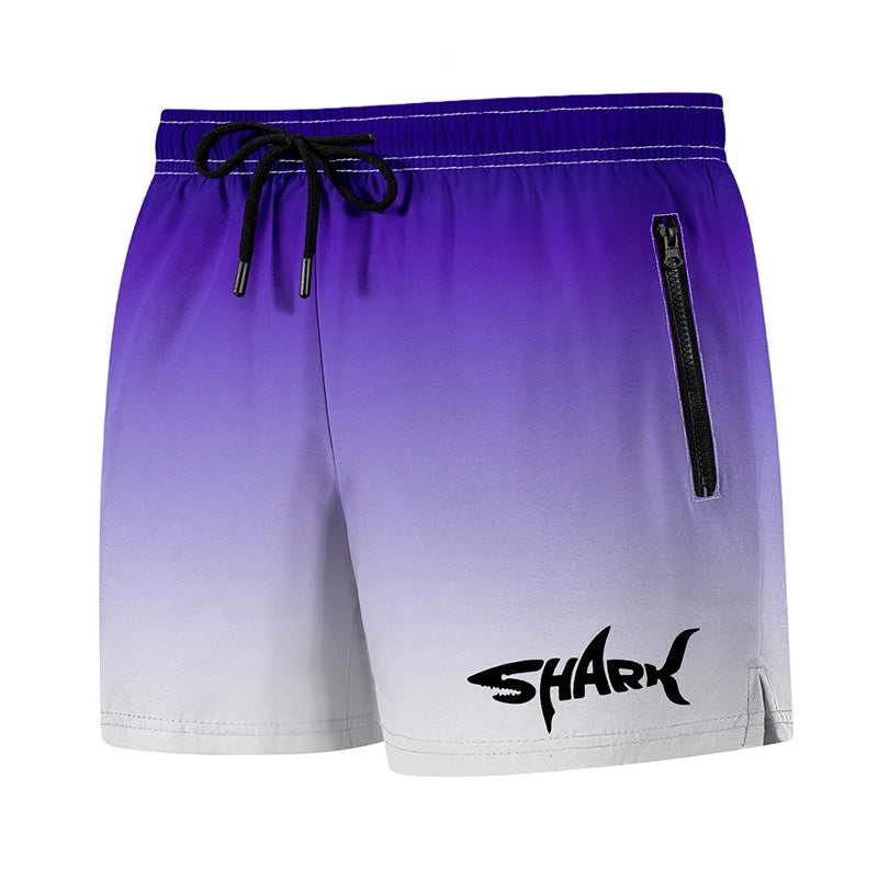 Hai-Grafik Herren Badeshorts Sommer Lässige Strandshorts mit Netzfutter Reißverschlusstaschen Schnell trocknende Badehose