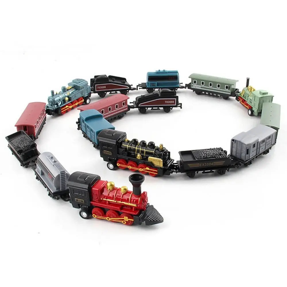 Auto Fahrzeuge Retro Dampfzug Rückziehmodell Diecast 1:60 Legierung Spielzeugzug Kinder Spielzeug Set für Jungen Geschenke Kindergeburtstag