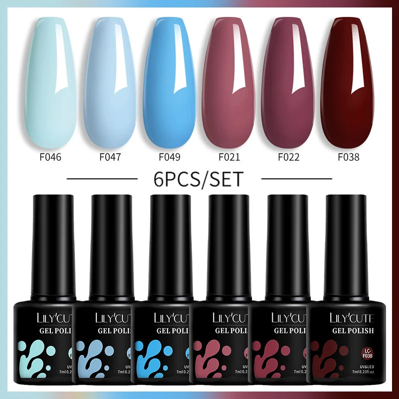 LILYCUTE 6PCS Gel-Nagellack-Set Sommer Neon Nagellack-Gel-Kits für DIY Nagel Semi-Permanenter UV-Lampe Gellack Nagellack-Set