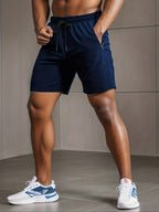 Herren-Shorts für sommerliches Fitnessstudio-Training, Laufen, Radfahren, schnell trocknend, atmungsaktiv, mit Kordelzug, Sporthose, Ausgeh-Outfit0428