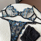 Europäische Frauen verführerischer transparenter BH mit Spitzenstickerei und Bügel, Minimizer für große Brüste, Anti-Sagging, weiche Dessous, S-XL BH-Set