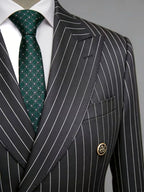 Herrenanzüge Herren Zweiteiliger Anzug Zweireihig Herren Modisches und Slim-fit Design Bräutigam Hochzeitsanzug Lässiger gestreifter Stoff