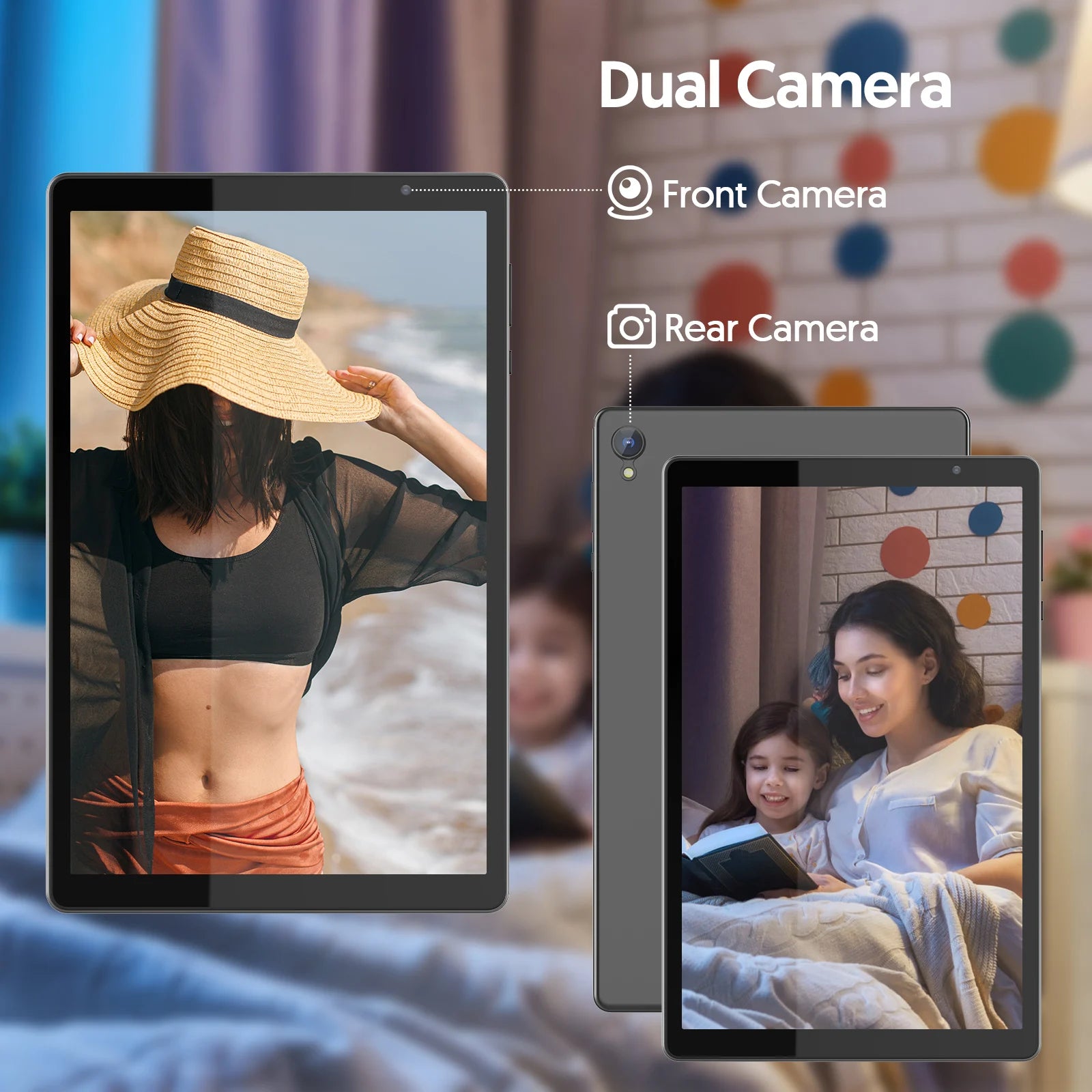 10-Zoll-Tablet, Android 14, Quad-Core-Prozessor, 4 GB RAM (2 GB + 2 GB erweiterbar), 32 GB Speicher, Wi-Fi, Dual-Kameras, 6000 mAh