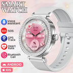 Fashion Zircon Smartwatch 1,46" AMOLED Bildschirm 5.4 Bluetooth Anruf Herzfrequenz Temperaturüberwachung Damen Smartwatch Schrittzähler
