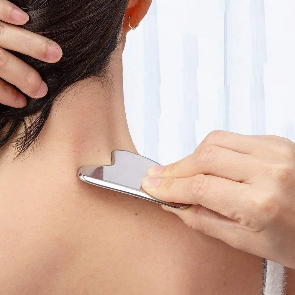 1 Stück Edelstahl Gua Sha Schaber Massagegerät für Gesicht, Nacken, Körper Guasha Massagegerät Gesichts-Hautpflege Guasha Board Gesichts-Massagegerät