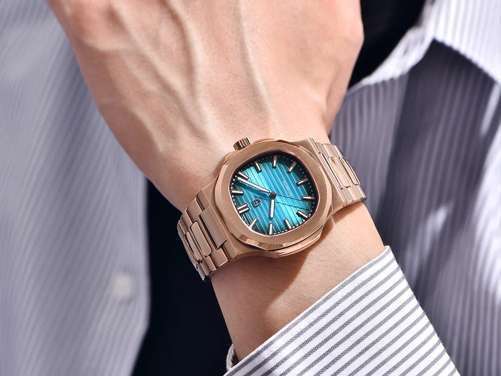 PAGANI DESIGN Neue sportlich-elegante mechanische Uhr Saphir Seagull ST16 Uhrwerk Herrenuhr Edelstahl Leuchtende Herrenuhren