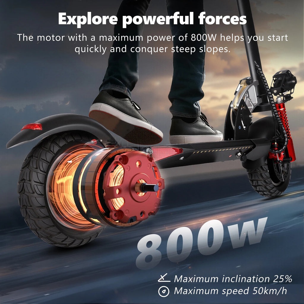 Electric Scooter 800W Motor 48V13AH Battery Send Removable Seat E-Scooter Adult 10" Tire City Commuter All-Terrain Fold Scooters