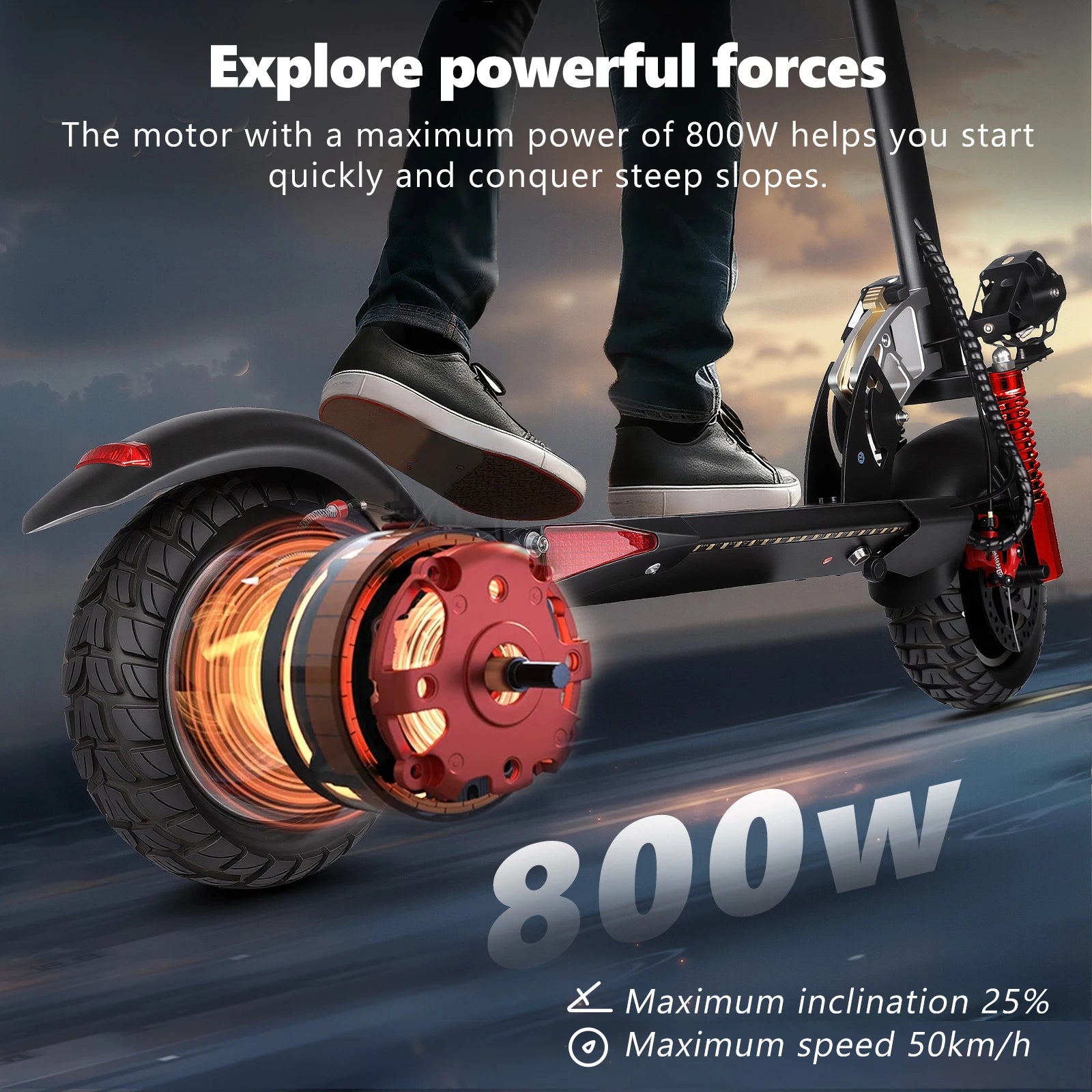 Electric Scooter 800W Motor 48V13AH Battery Send Removable Seat E-Scooter Adult 10" Tire City Commuter All-Terrain Fold Scooters