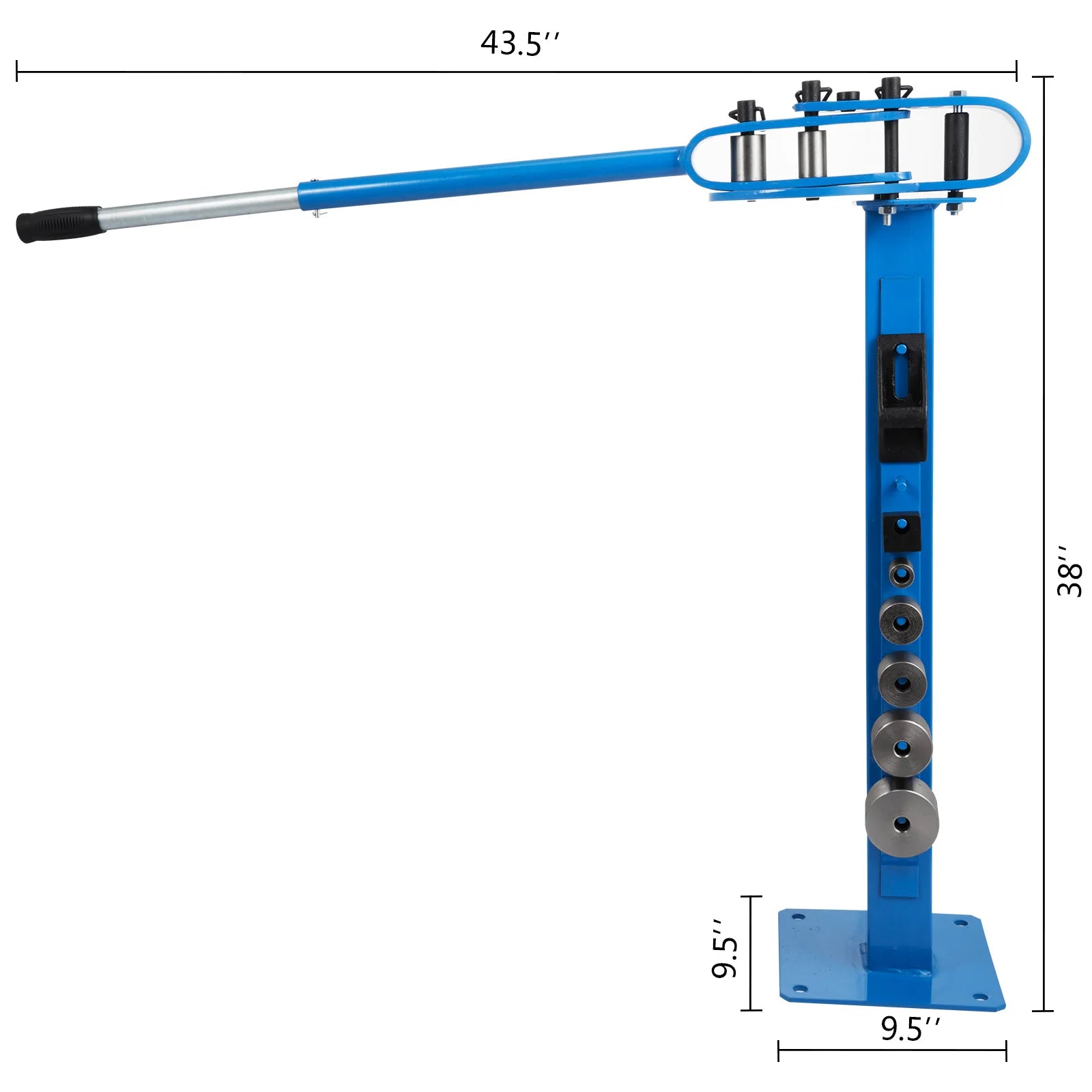 SucceBuy YP-38 Bodenmontierter Rohrbieger mit 7 Gesenken Multifunktionaler Rohrbieger mit 112 cm Teleskop-Gummigriff für Kupfer- und Stahlrohre