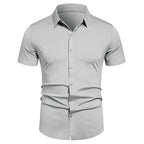 Herren Stretch Hemd Bügelfreie Hemden Regular Fit Kurzarm Stretch Business Casual Button-Down Hemden