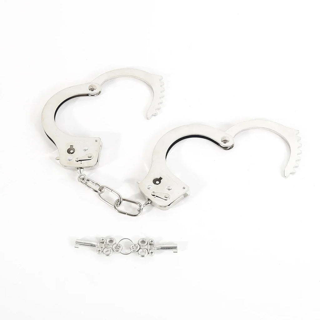 DUTRIEUX Edelstahl Handschellen BDSM Fesselset Verstellbare Metallfußfesseln Kette Fetisch Fesseln Sexspielzeug für Paare