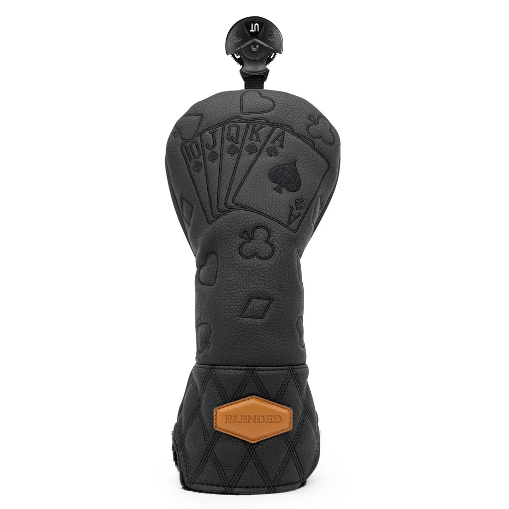 Black Lucky Poker Design Hochwertige Headcovers Bestickung Golfschläger Driver Head Fairwayholz Hybrid Headcovers 3 Holz Headc