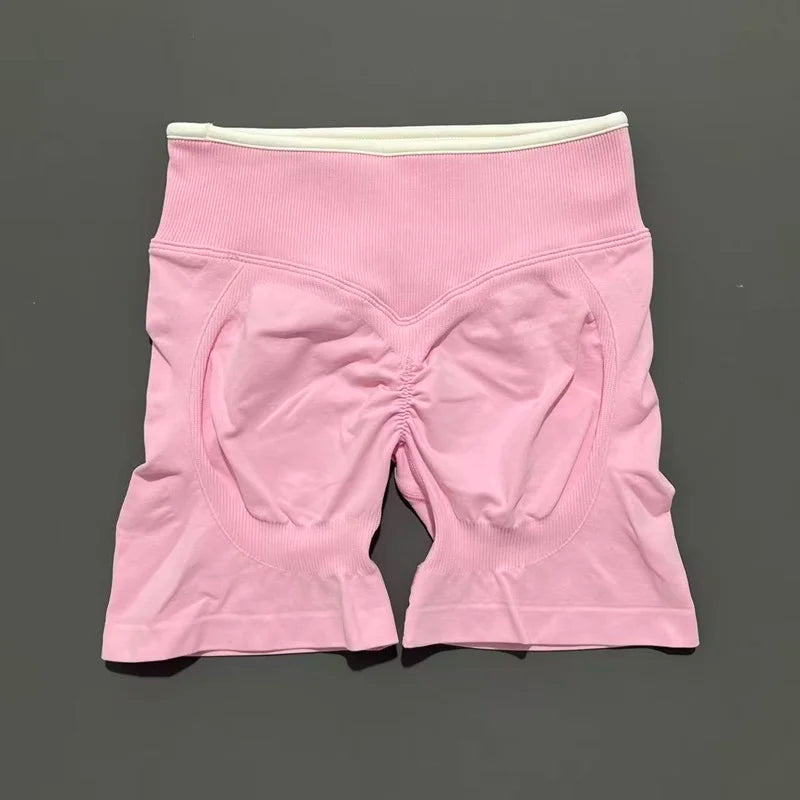 Damen Sportshorts Fitness High Waist Scrunch Nahtlose Yoga Leggings Radlerhosen Workout Lauf Fitness Hosen