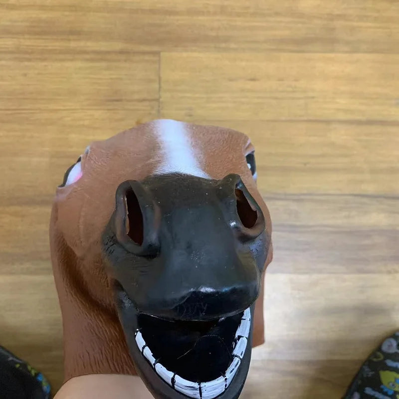 Herren Braunes Pferd Masken Mädchen Lustige Pferdekopfmaske Latex Tiermaske Neuheit Halloween Cosplay Kostüme Kopfbedeckung Mascara De Latex