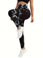 CZGUKE 2-teilige Damen Tie-Dye-Hose Sport Leggings Nahtlos High Waist Push-up Damen Fitness- und Trainingskleidung