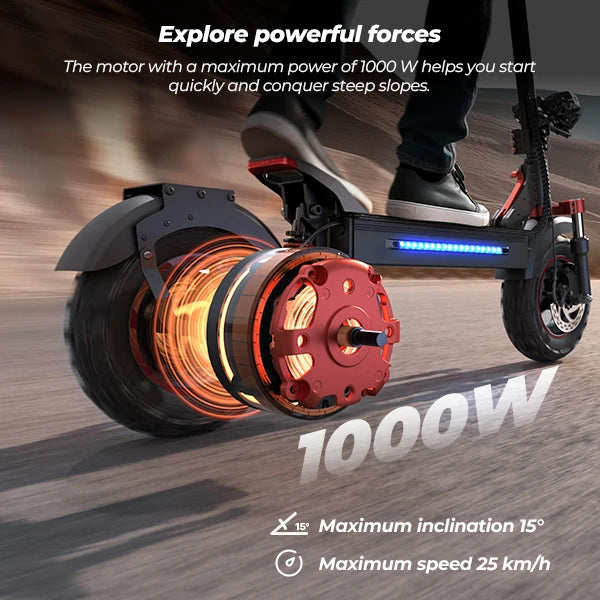 iScooter iX5S E-Scooter 48V15Ah Akku 1000W Motor EABS Bremssystem Elektroroller 11" Offroad-Reifen City E-Scooter für Erwachsene