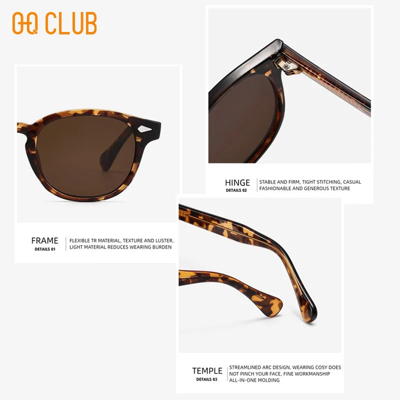 O-Q CLUB Retro Runde Herrensonnenbrille Damen Sonnenbrille Frau UV400 Lunette Zonnebril Dames Polarisierte Gläser Mann Brille Vintage