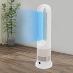 Ganzjähriger Dual-Modus Kühl-Heizturmventilator mit Fernbedienung 1200W Heizung 8 Geschwindigkeiten 9H Timer 80° Oszillation Sicher, Bladeless